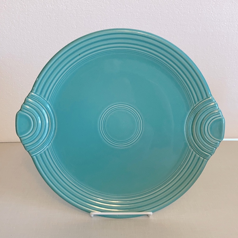 Fiestaware Handled Cake Plate Turquoise